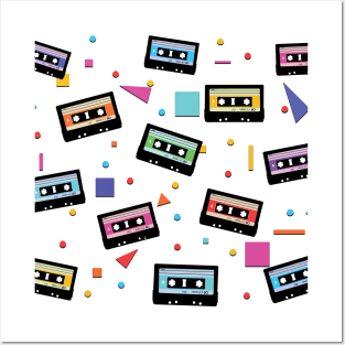 80's cassette tape pattern Posters and Art